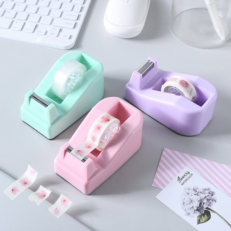 Dụng cụ cắt băng keo đóng gói hàng hóa, văn phòng washi tape, cuộn sticker, băng dính nhỏ nhắn xinh xắn 3 màu dễ thương