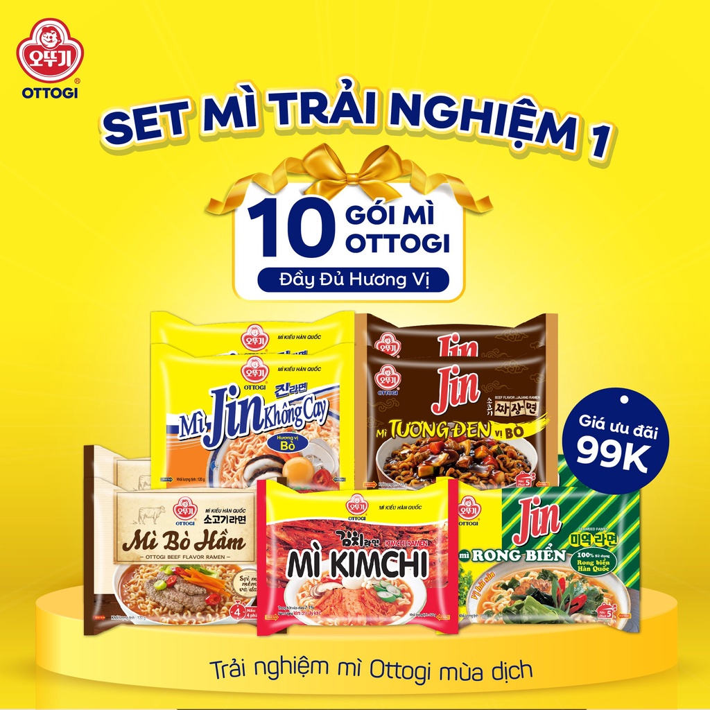 [Set Mì Trải Nghiệm 1] 10 gói Mì Ottogi đầy đủ hương vị