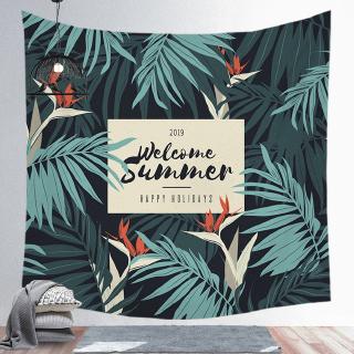 The hanging cloth decorated with tropical trees