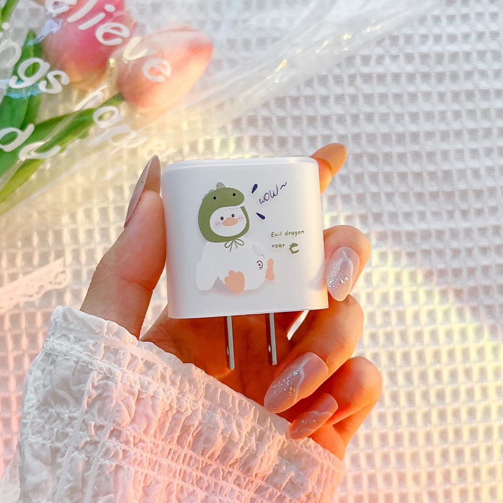 Đầu Cáp Sạc 18W 20W Bằng Silicon Mềm Trong Suốt Họa Tiết Hoạt Hình Dễ Thương Cho IPhone 13 12 11 Pro Max