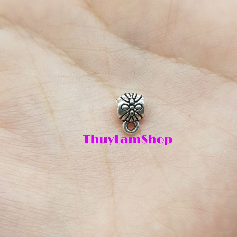 Charm ống lùa bạc thái chặn hạt có móc treo để treo phụ kiện làm vòng