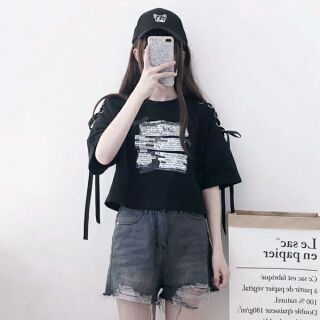 ÁO KIỂU OVERSIZE CỘT NƠ TAY ĐAN CHÉO DÂY