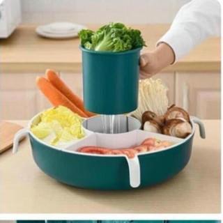 RỔ ĐỰNG RAU LẨU XOAY 5 NGĂN TIỆN DỤNG - CÓ KHAY ĐỰNG NƯỚC