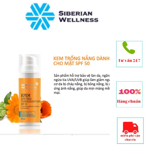 Kem chống nắng cho mặt SIBERIAN WELLNESS Sun Care Face Cream SPF 50- thể tích 50ml
