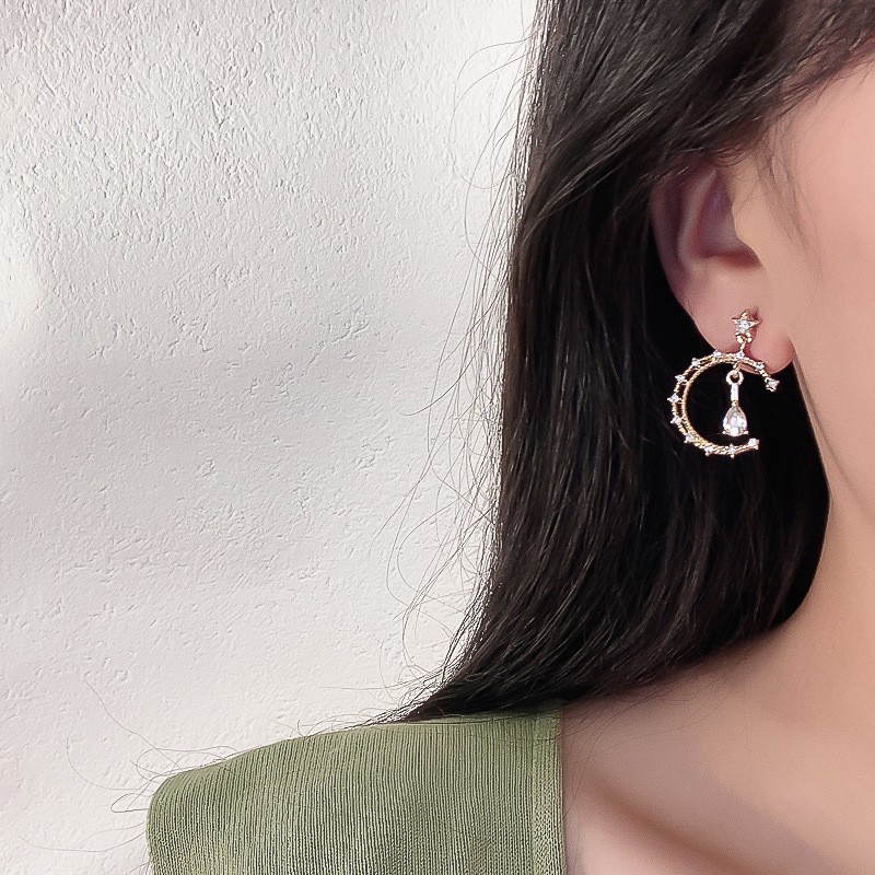 Bông Tai Mạ Bạc 2022 925 Hình Giọt Nước Đính Đá Sang Trọng Cho Nữ