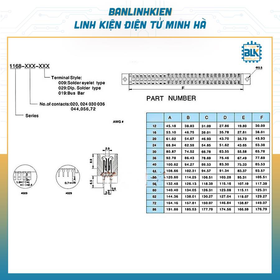 Socket 20P 805-20P 3.96MM Hàn Mạch