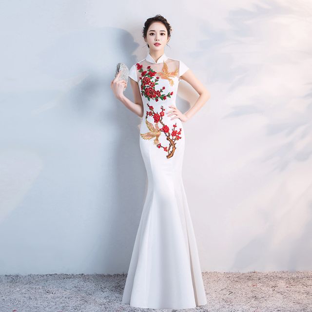 ORDER 2 - 3 TUẦN_Đầm dạ hội đuôi cá thêu hoa đào nhiều màu_Chát với shop trc khi mua hàng