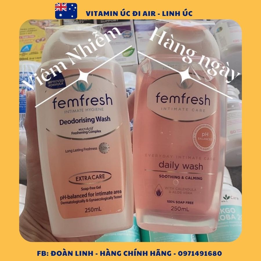 Femfresh Dung dịch vệ sinh Phụ Nữ Úc 250ml, Hàng chuẩn Úc Đi Air, Dung Dịch Vệ Sinh Phụ Nữ Femfresh