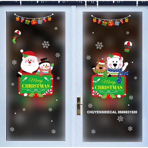 Decal dán tường Noel - Bảng Xanh chào đón lễ Vui Nhộn