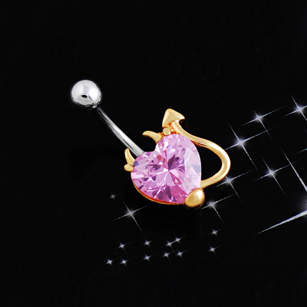 Khuyên RốN HìNh Tim ĐíNh Đá BằNg ThéP Không Gỉ