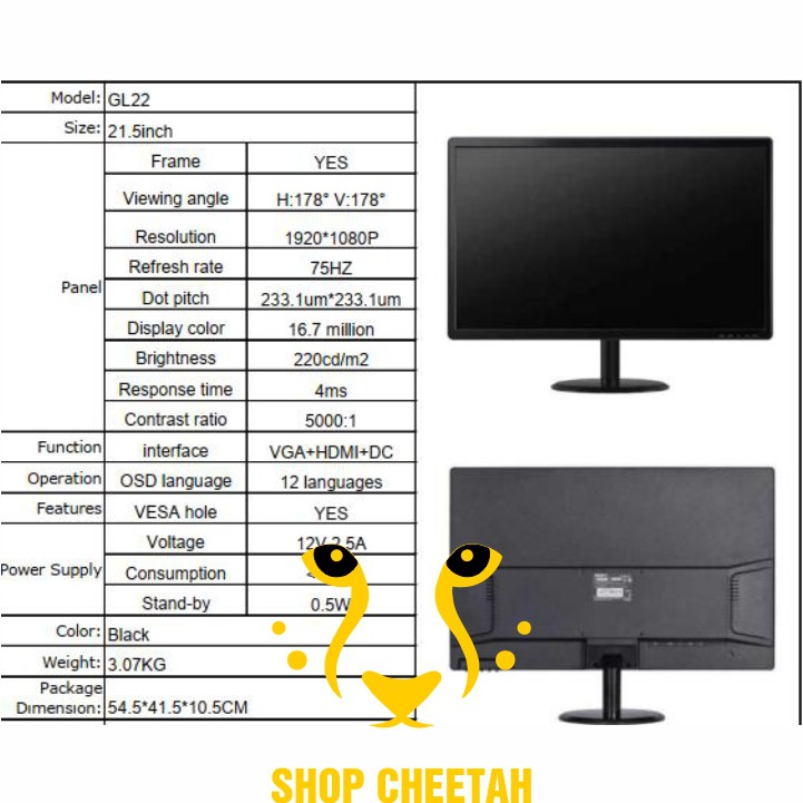 Màn hình LCD Gloway 22 inch - Full HD 1680 x 1050P - Chính hãng – Bảo hành 24 tháng