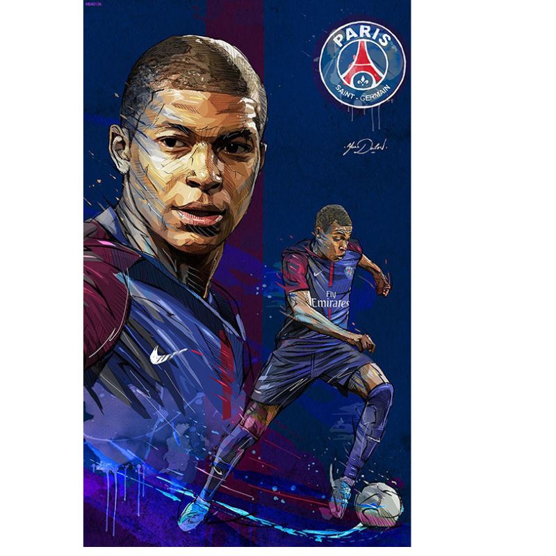 FIFA World Cup Football Soccer Paris Saint-Germain F.C Kylian Mbappé Vintage Craft Paper Poster Decorative Wall Sticker 1 pcs