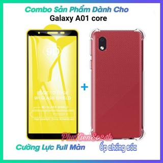 [ A01 Core ] Combo Kính Cường Lực Full Màn và Ốp Lưng chống sốc 4 cạnh loại 1 cho Samsung A01 core / M01 core