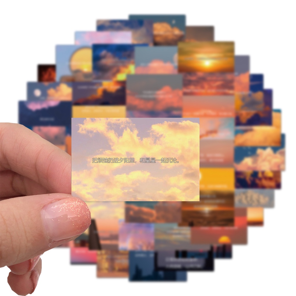 Set 55/25/10 Miếng Dán Trang Trí Laptop/Vali/Tủ Lạnh Hình Hoàng Hôn Dễ Thương