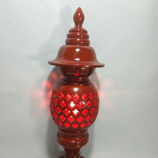 Bộ Đôi Đèn Thờ Gỗ Hương Đỏ Phong Thủy - Kèm Bóng Thờ (31cm, 41 cm và 48 cm)
