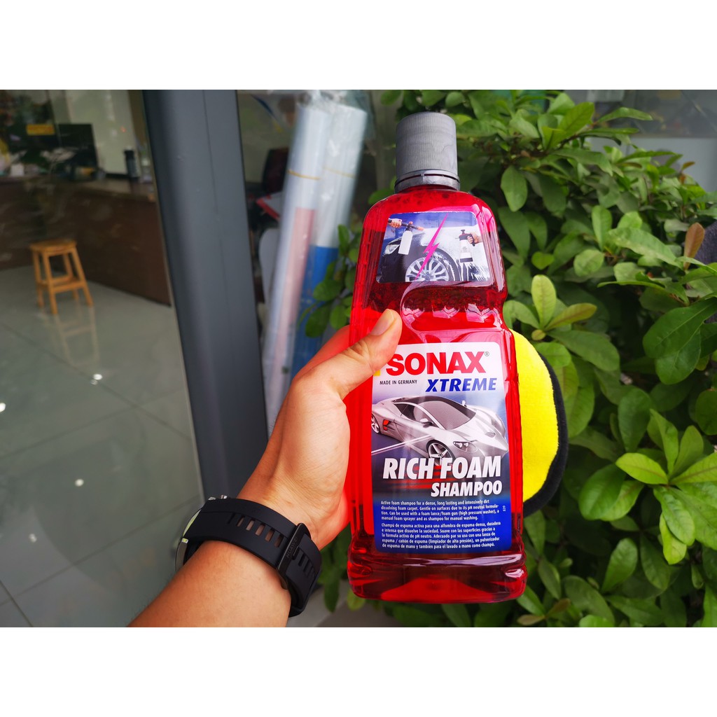 Nước Rửa Xe Sonax ,Rửa Xe Bọt Tuyết Sonax Xtreme Rich Foam Shampoo 1000ml Tặng Khăn Microfiber