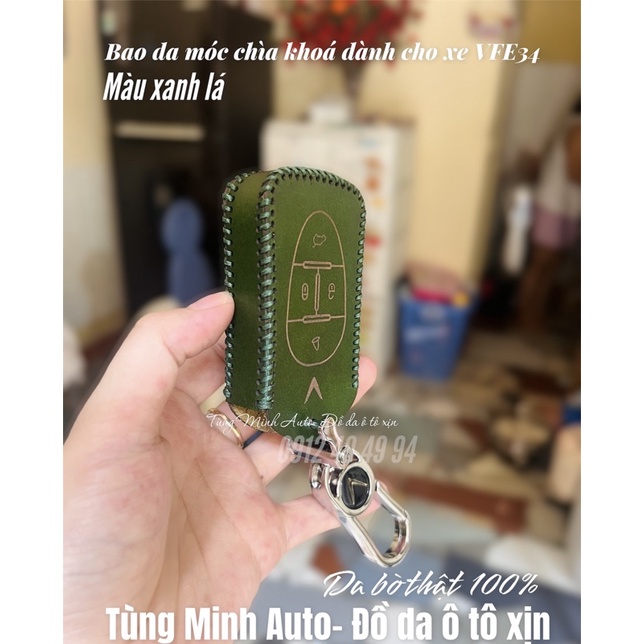 Bao da chìa khoá Vinfast E34, VF E34, xe điện VFE34 da thật 100%,