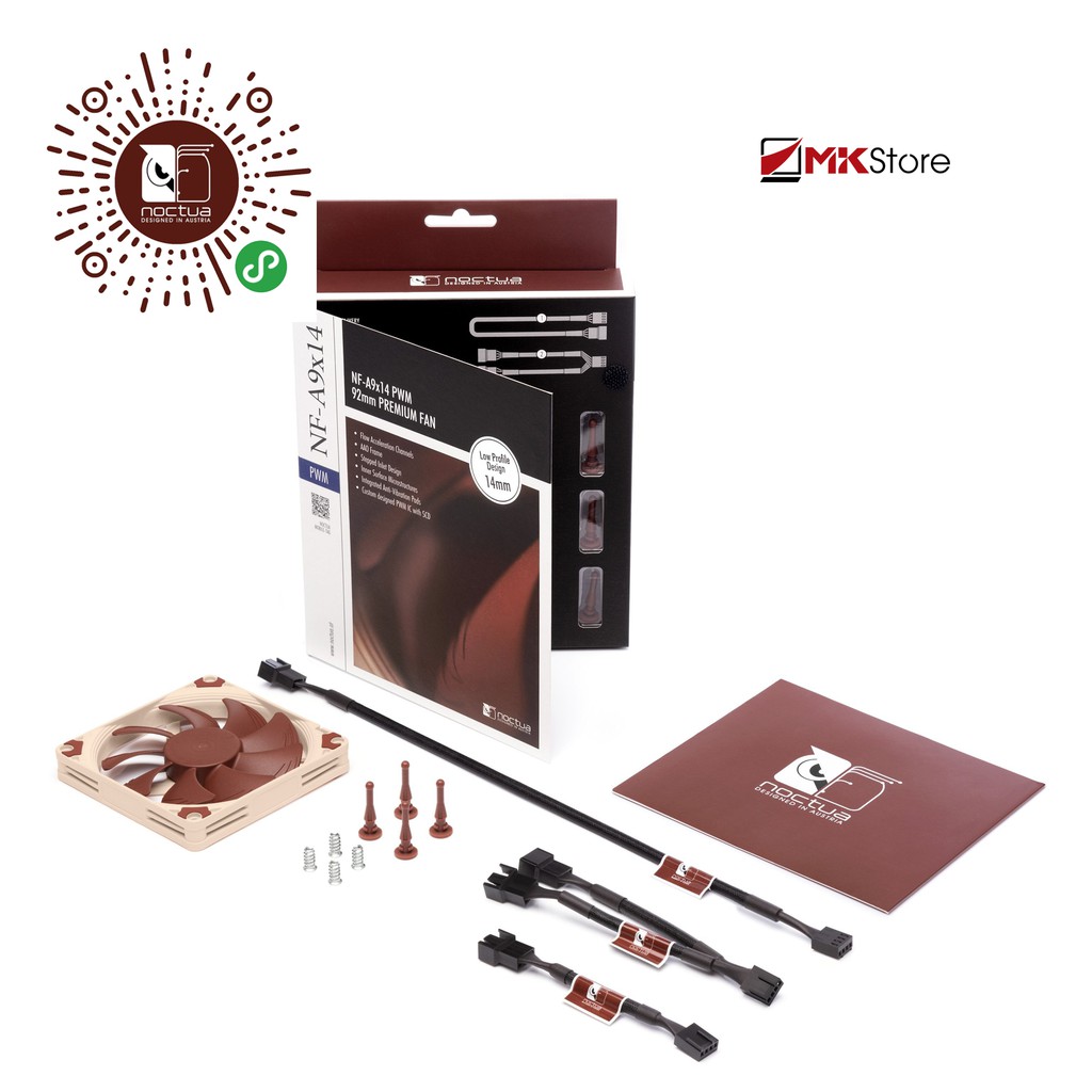 Quạt tản nhiệt Noctua NF-A9x14 PWM Premium Fan (Brown)