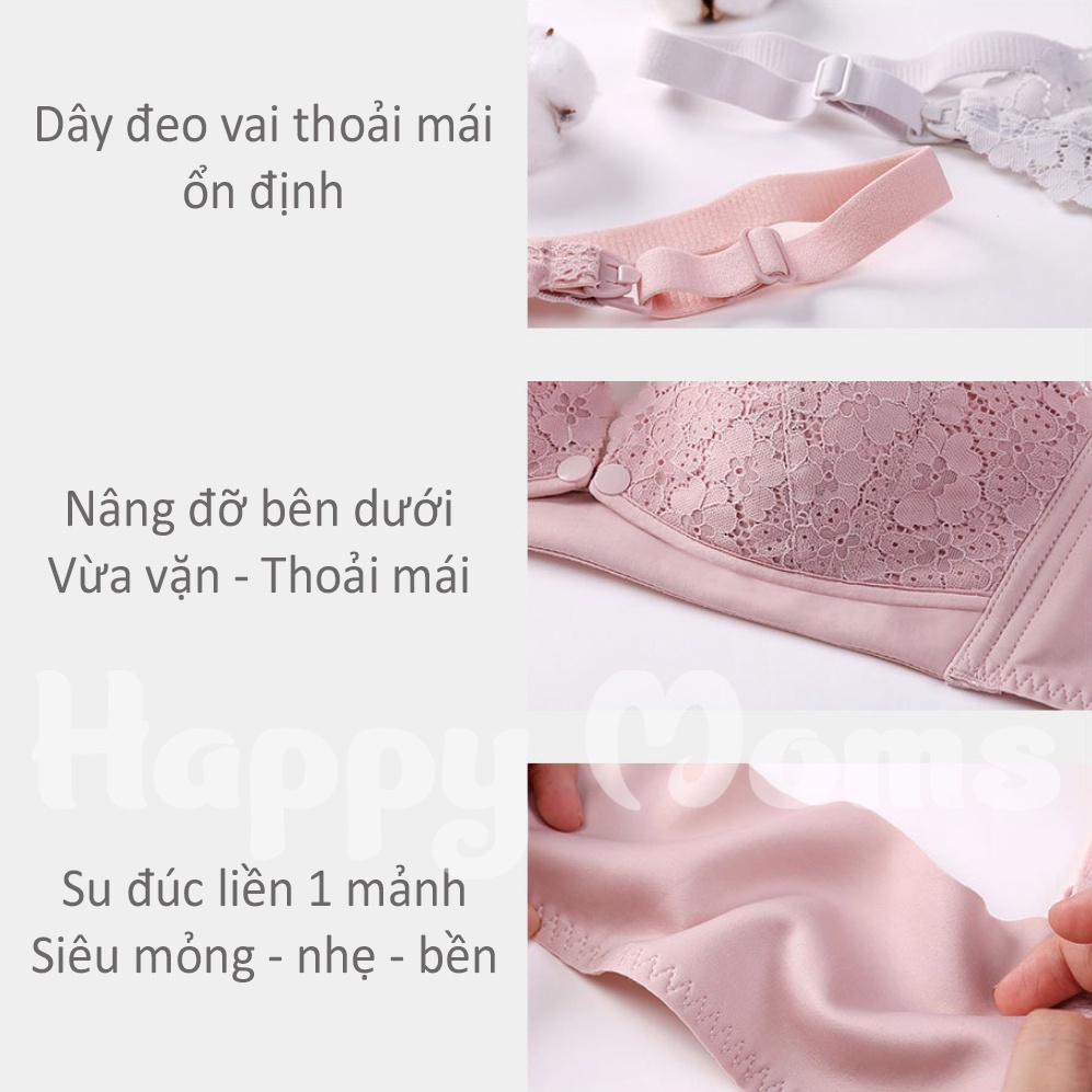 Áo Lót Cho Con Bú - Áo Ngực Bầu Nâng Ngực Chất Ren Mềm Mịn HAPPY MOM cho mẹ bầu và sau sinh