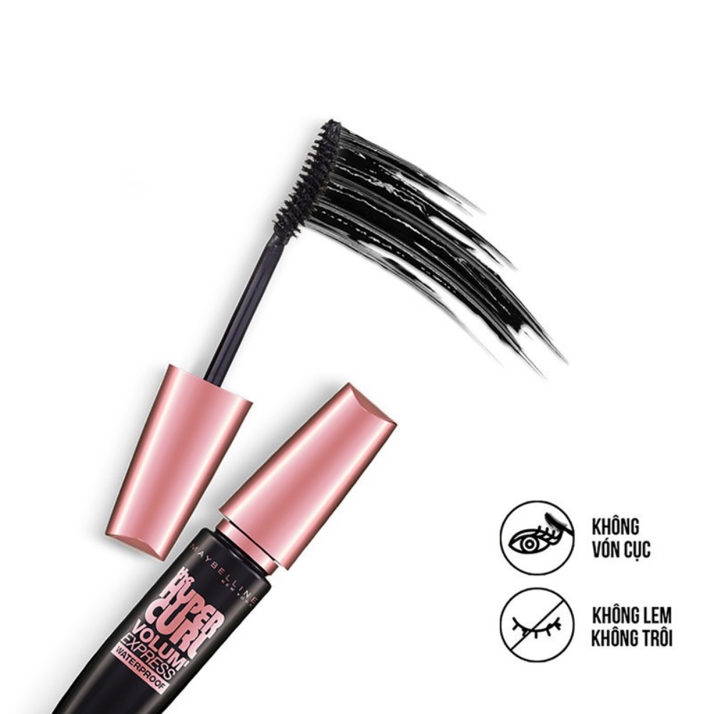 [Chính hãng] Mascara Maybelline Hyper Curl Waterproof chuốt mi đen không lem lâu trôi 9.2ml