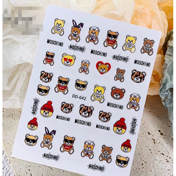Sticker trang trí nail hình gấu mã mới