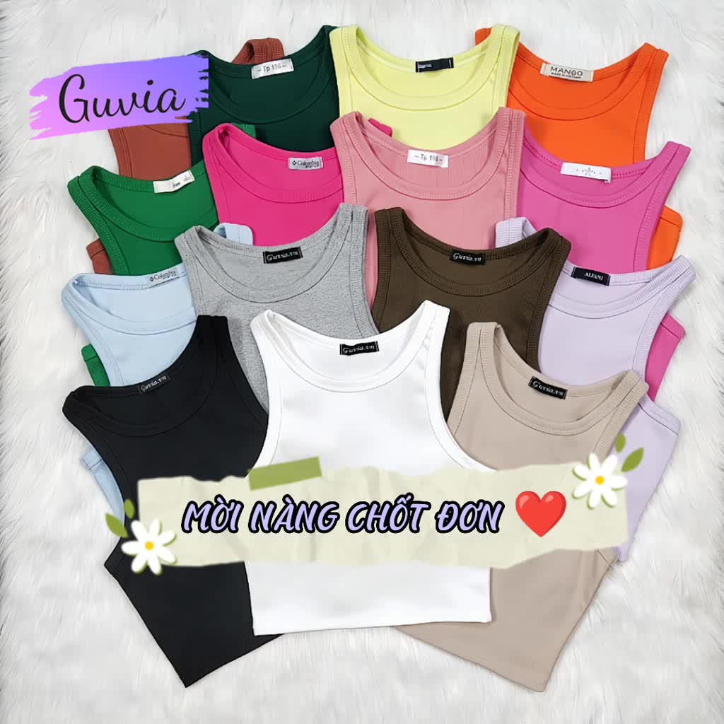 Áo Croptop Ba Lỗ Nữ NGƯỢC Trơn Ôm Body Chất Tốt, Áo CRT Kiểu nữ ôm thun gân mềm mát GUVIA CR1 | BigBuy360 - bigbuy360.vn