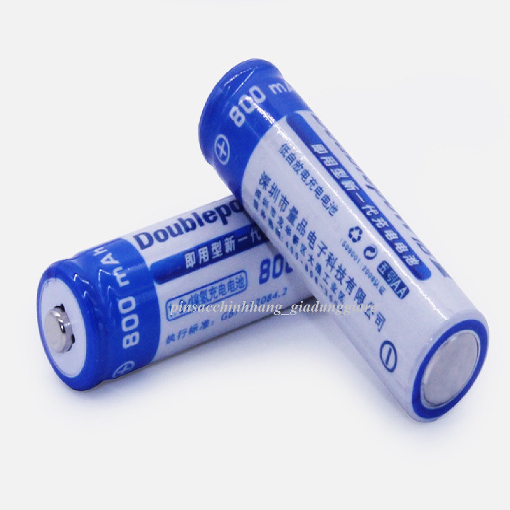 Bộ 4 viên pin tiểu sạc AA 800mAh Doublepow (Hàng chính hãng)