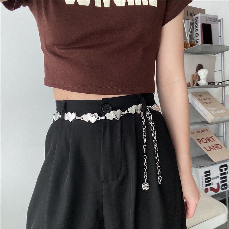 Thắt lưng dây xích kim loại phong cách Âu Mỹ thời trang mùa hè cho nữ Thắt Lưng Ngọc Trai Chain Nữ Dây Xích Nữ Dây Nịt