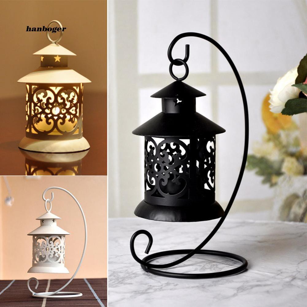 Đèn lồng thắp nến phong cách Ma-rốc cổ điển kèm giá đỡ