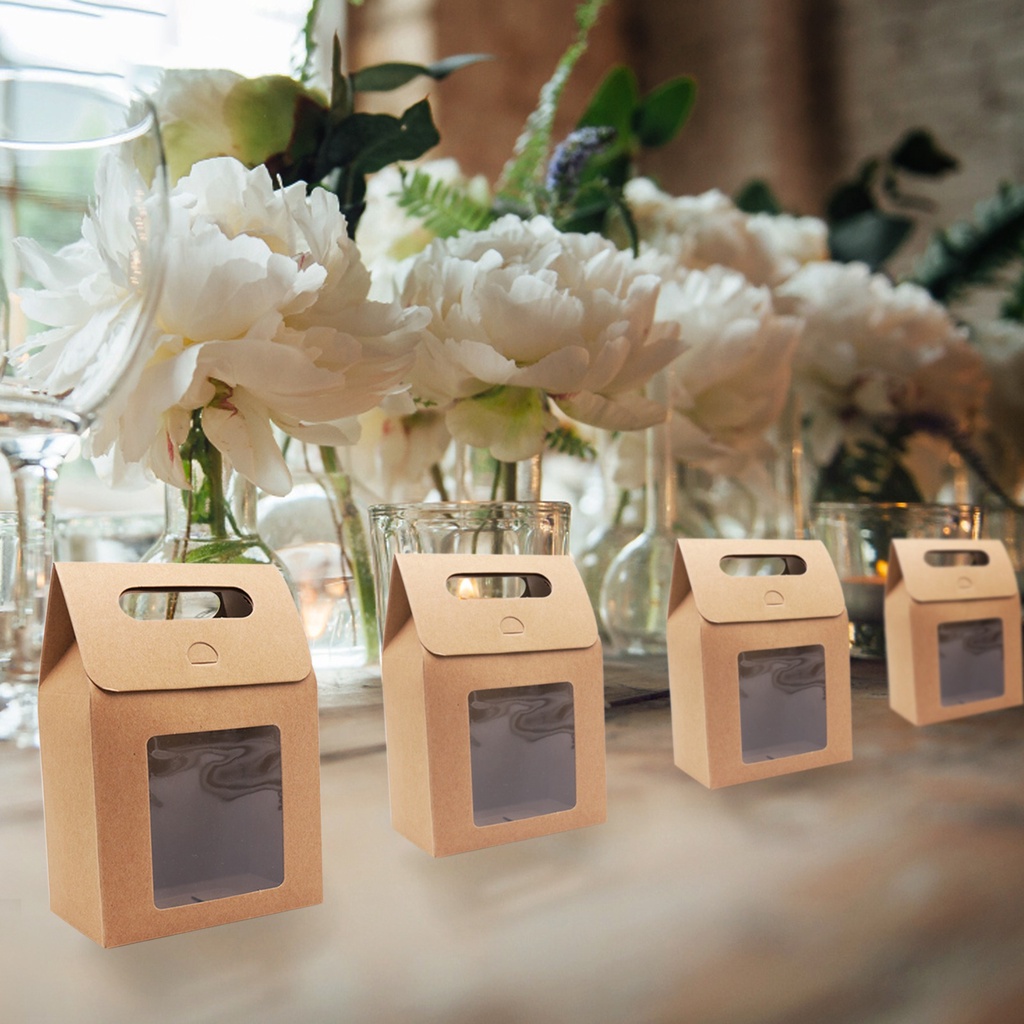 Hộp Giấy Kraft Pvc Mộc Mạc Đựng Quà Sinh Nhật/ Đám Cưới/ Kẹo / Sô Cô La/ Đồ Ăn Nhẹ/ Bánh