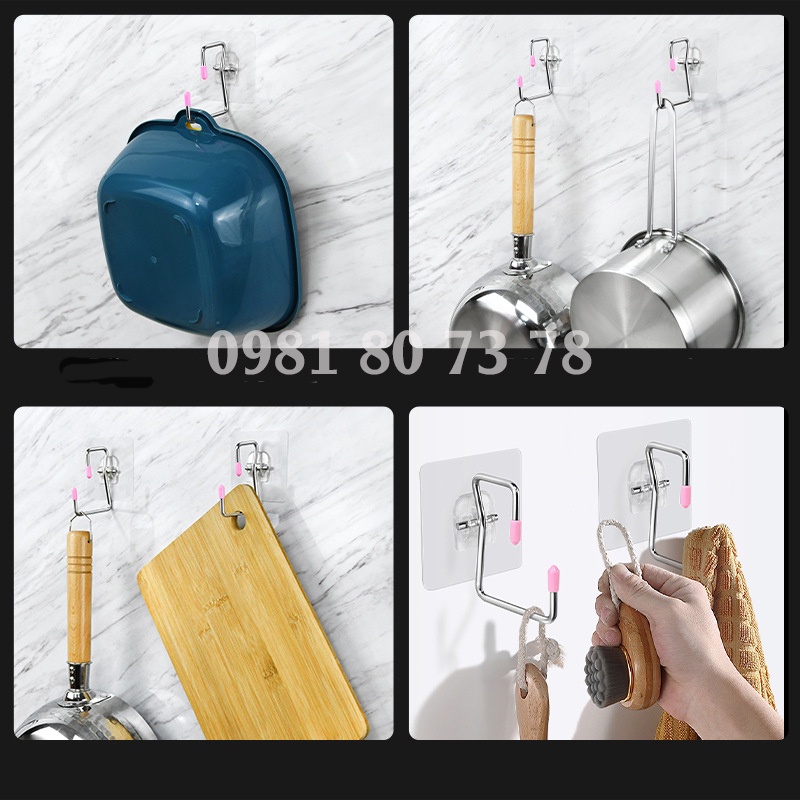 Móc inox dán tường chịu lực, treo đồ đa năng