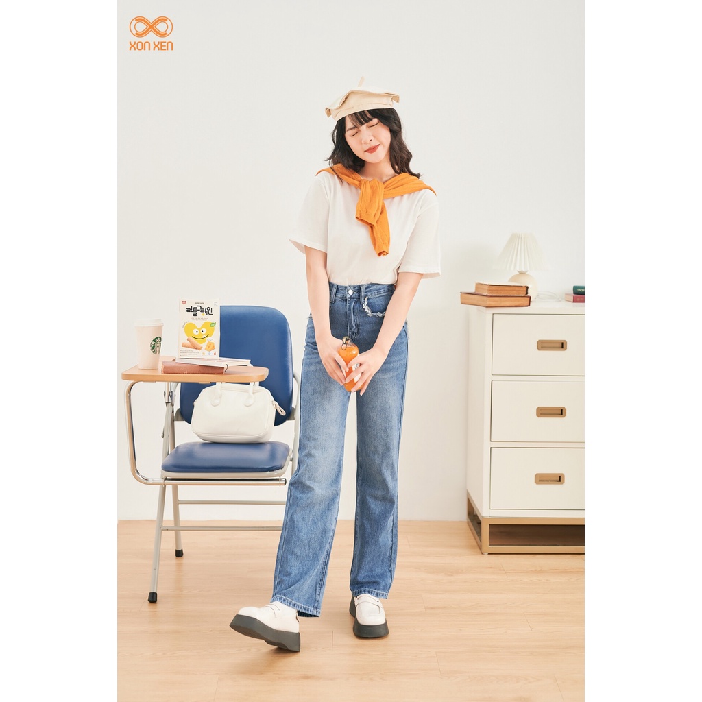 Quần ống rộng nữ Quần bò ống rộng nữ tua lai túi cá tính XONXEN SHOP size sml mã 7086