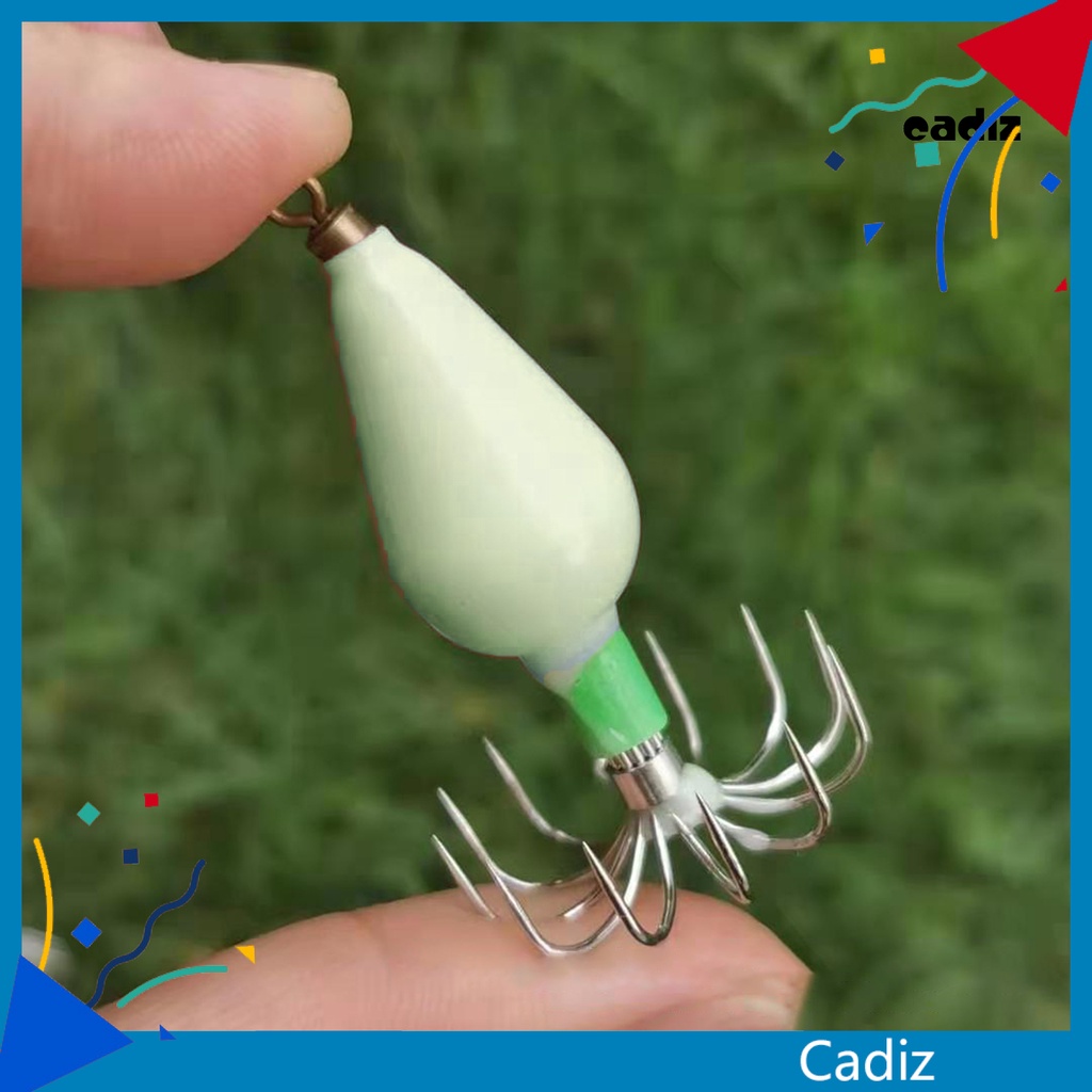 Móc Câu Cá Hình Mực Dạ Quang Siêu Nhẹ Độ Cứng Cao Bằng Kim Loại cadiz