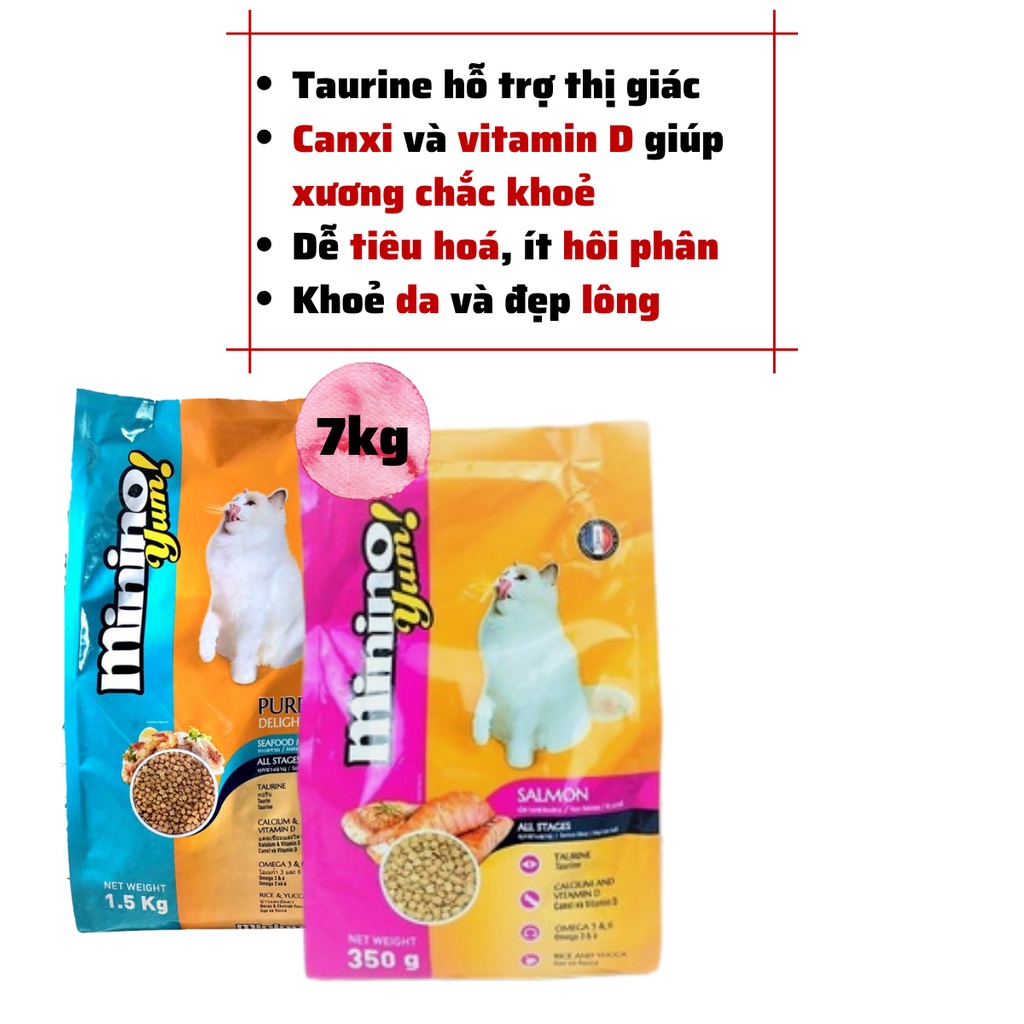 [Chính hãng][Date xa][Hỏa tốc]Hạt Minino Yum 1 Bao 7kg (20 gói 350g) Vị Hải Sản,Cá Hồi Cho Mèo Mọi Lứa Tuổi