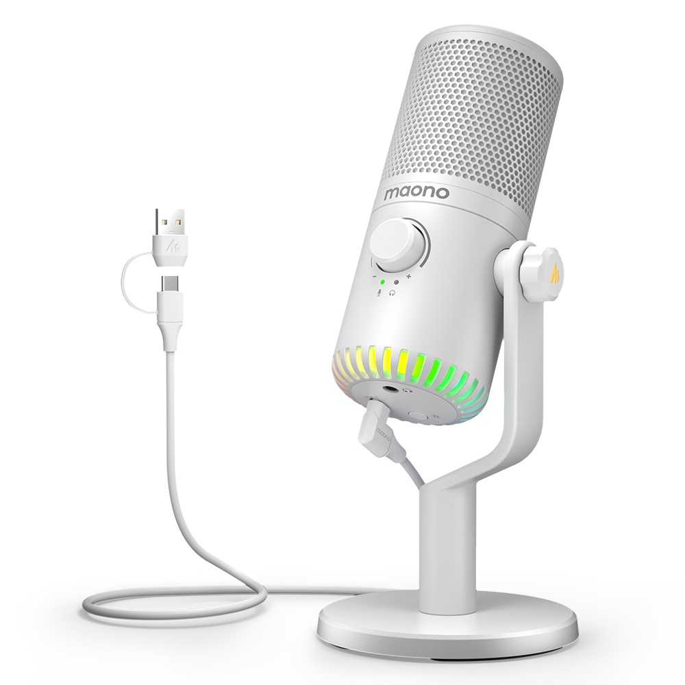 Micro USB Chơi Game DM30 Màu Trắng Tích Hợp Mic Và Đèn RGB Cho Máy Tính