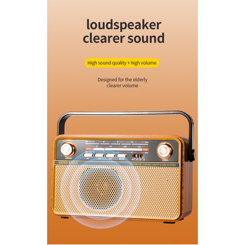 Radio FM Ba Băng Tần Thiết Kế Cổ Điển Cổng USB Thẻ Nhớ / Audio Thiết Kế Mới