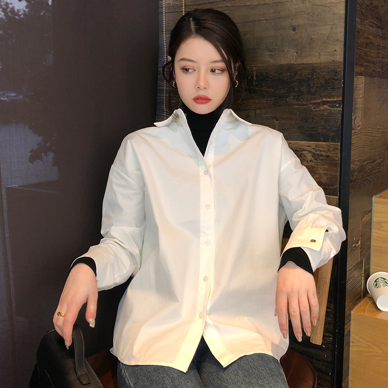 Áo Sơ Mi Tay Dài Màu Trơn Kiểu Retro Thời Trang Hàn Quốc Cho Nữ