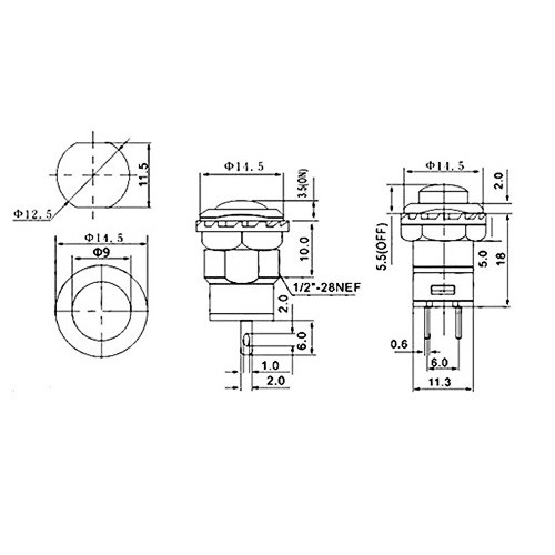 Nút nhấn nhả 12mm DS-427 1.5A 250v