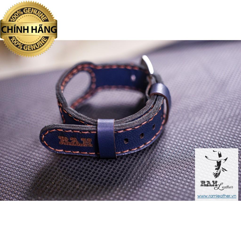 DÂY MIBAND 4 / MIBAND 3 / MIBAND 5 DA BÒ XANH NAVY - DA BÒ THẬT-CHÍNH HÃNG RAM LEATHER .