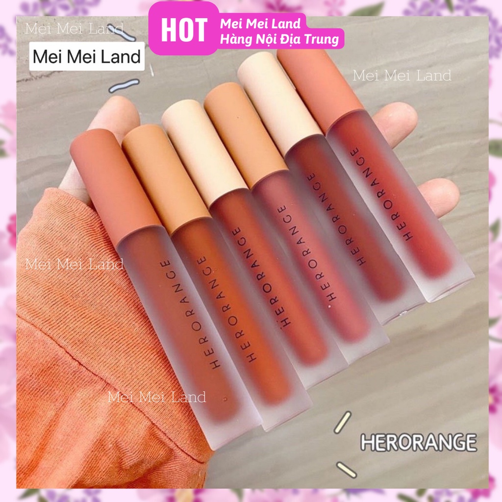 Son Kem Nắp Cam Tròn HERORANGE Twilight Light Lip Glaze Mềm Môi Lâu Trôi Hàng Nội Địa Trung