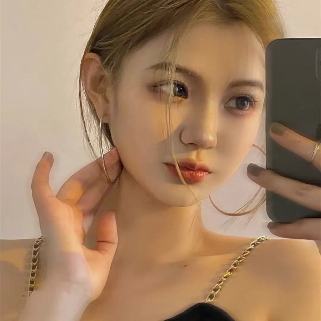 Khuyên tai tròn màu VÀNG 7cm cá tính sang chảnh VA7