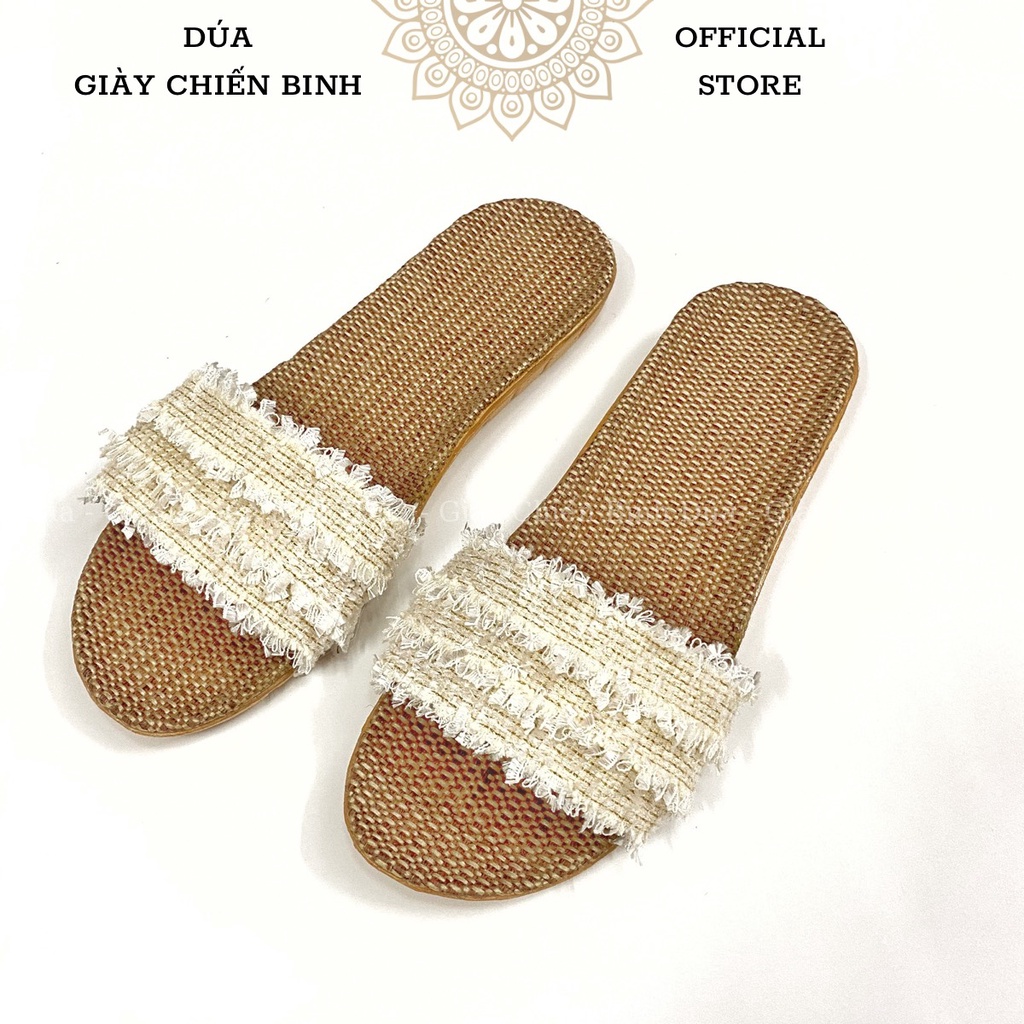 Dép Cói Quai Ngang Làm Thủ Công Dây Tuyết Vintage, Dép Đi Biển, Dép Mang Trong Nhà, Dép Văn Phòng, Dép Nữ COI106
