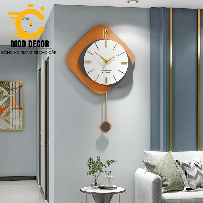 Đồng hồ treo tường kim trôi quả lắc cho phòng khách đẹp 2131Q-40
