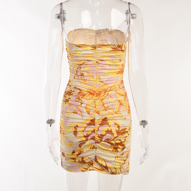 Đầm Hoa Trễ Vai Xếp Ly Thời Trang Đường Phố Nữ Tính