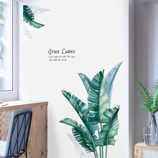 Decal dán tường lá xanh nhiệt đới 02