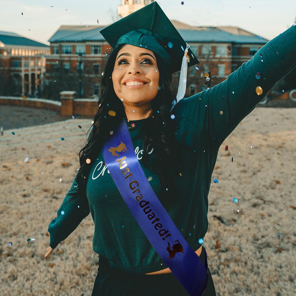 KUNHEV Hoa Mẫu Đơn I GRADUATED Quà Tặng Kỷ Niệm Trường Trung Học Satin Sash