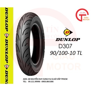 Lốp Dunlop size 90.100-10 D307 TL 53J Vỏ xe máy Dunlop size 90/100-10 D307 TL 53J