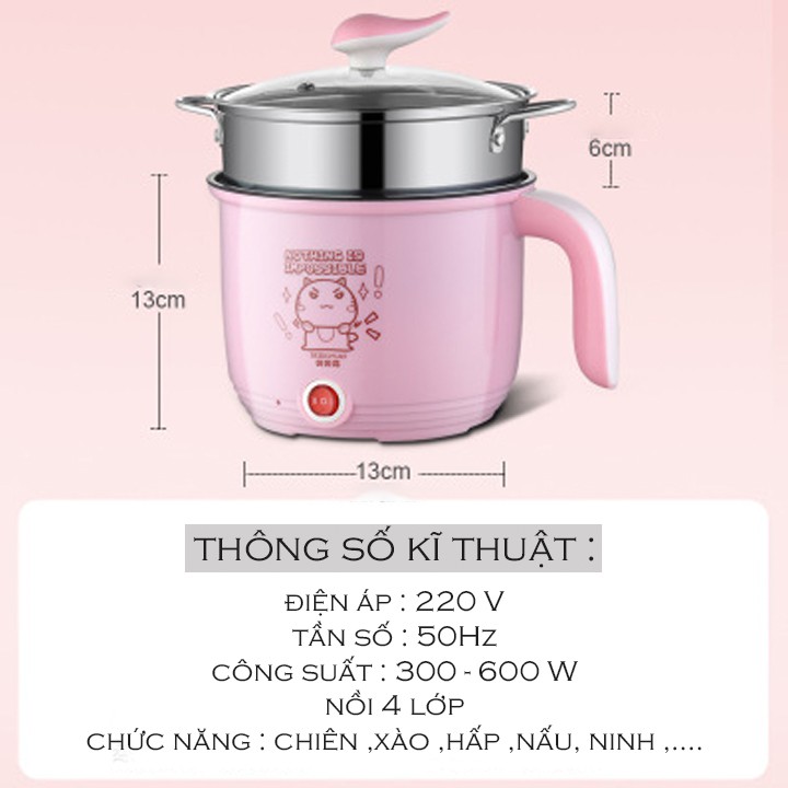 nồi lẩu hấp mini 𝐅𝐑𝐄𝐄𝐒𝐇𝐈𝐏 đa năng ca nẩu mini 3 tầng hấp xào rán