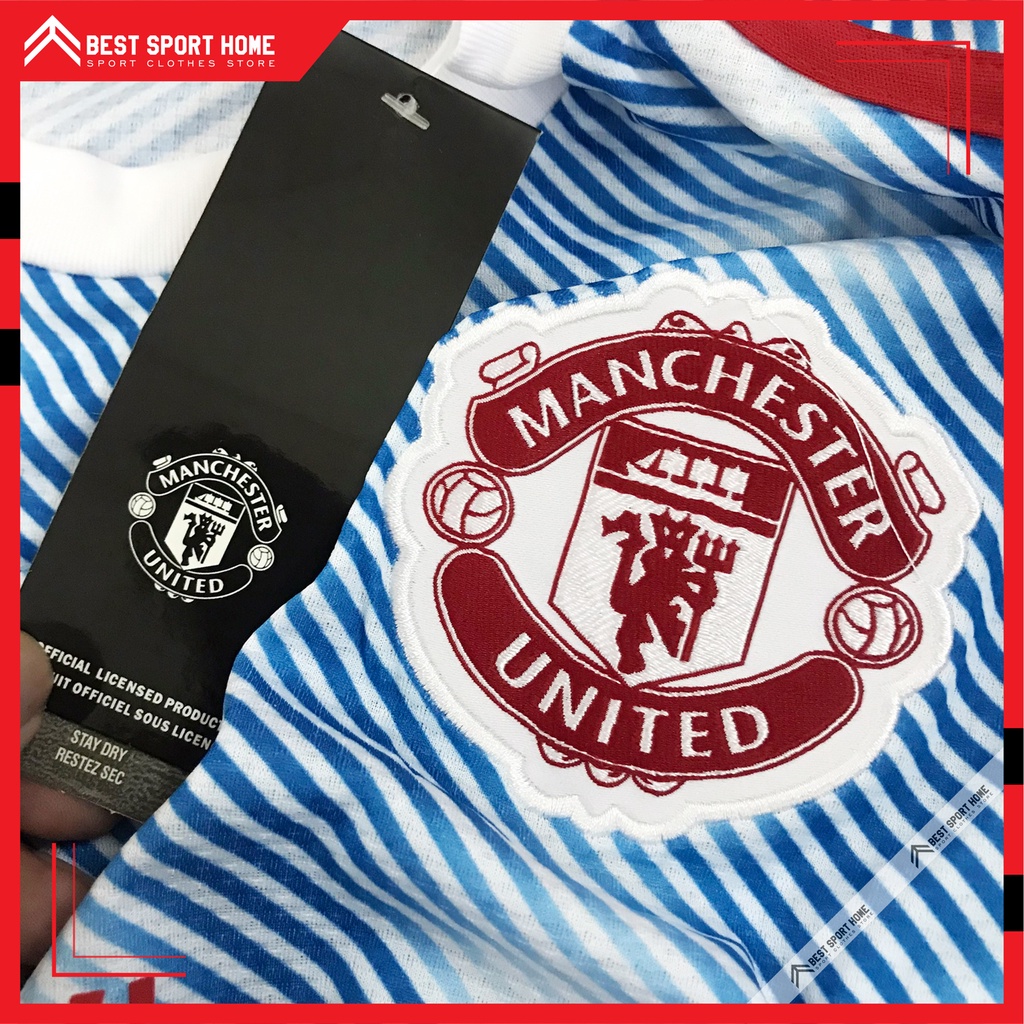Set Bóng Đá Manchester United Sân Khách - MU Awaykit 21/22 Màu Trắng Xanh Vải Dệt Kín Mềm Size Âu - In Ấn Theo Yêu Cầu