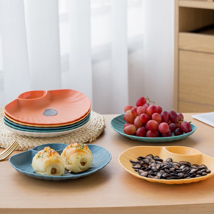 Đĩa Nhựa Đựng Thức Ăn Hoa Quả Set 4 Đĩa Decor Hình Sò Đựng Gia Vị Chấm Ngon Miệng Nhiều Màu Sắc Trang Trí Đẹp